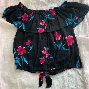 black floral blouse